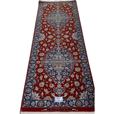 "Red Persian rug runner by Karbasi Zadeh, hand-knotted with silk and wool"