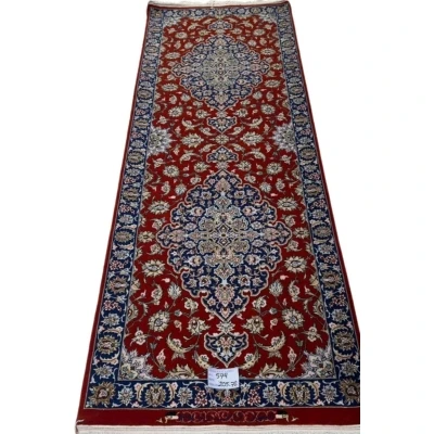 "Red Persian rug runner by Karbasi Zadeh, hand-knotted with silk and wool"