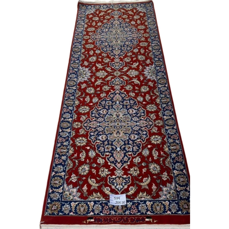 "Red Persian rug runner by Karbasi Zadeh, hand-knotted with silk and wool"