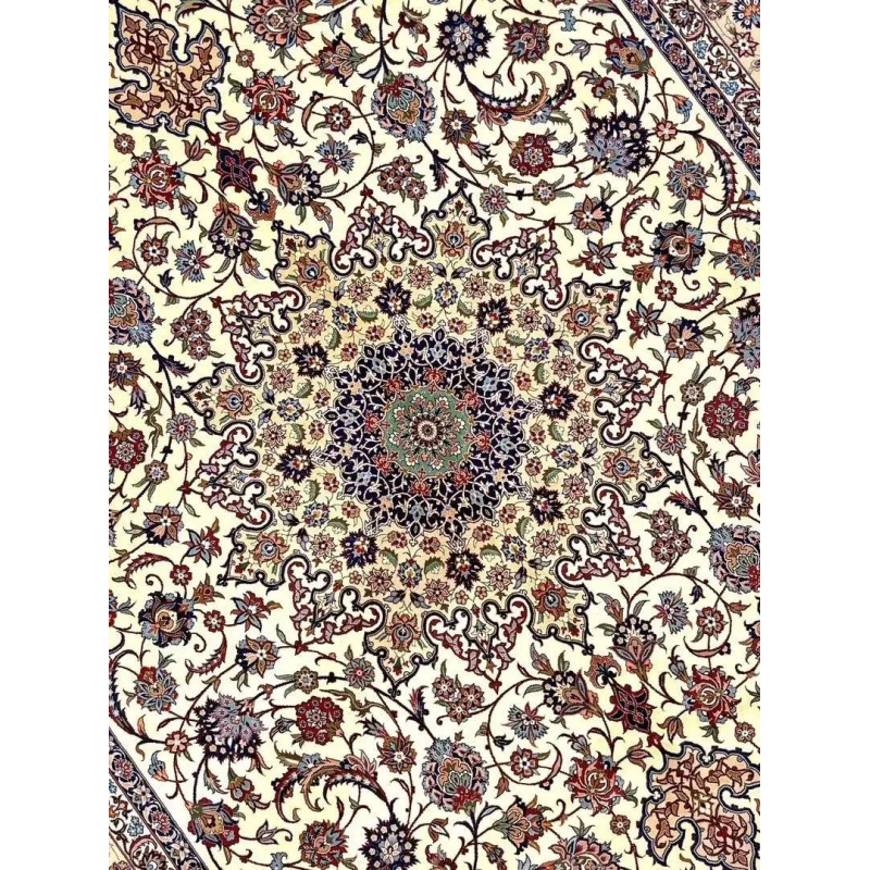 Exquisite handmade Persian carpet for sale, crafted in Isfahan, measuring 323 cm x 203 cm, perfect for home décor.