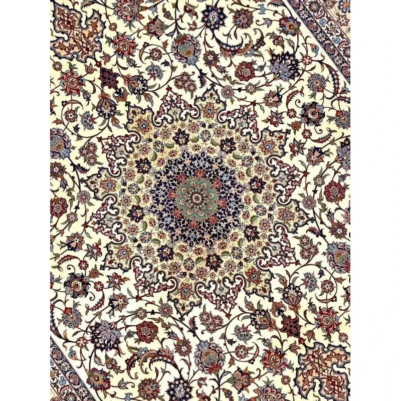 Exquisite handmade Persian carpet for sale, crafted in Isfahan, measuring 323 cm x 203 cm, perfect for home décor.