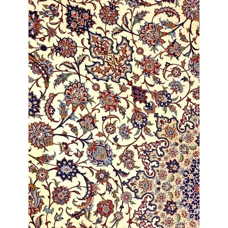 Traditional Isfahan carpet with intricate medallion design, crafted by Zojaji in Iran, ideal for adding a touch of elegance to your home.