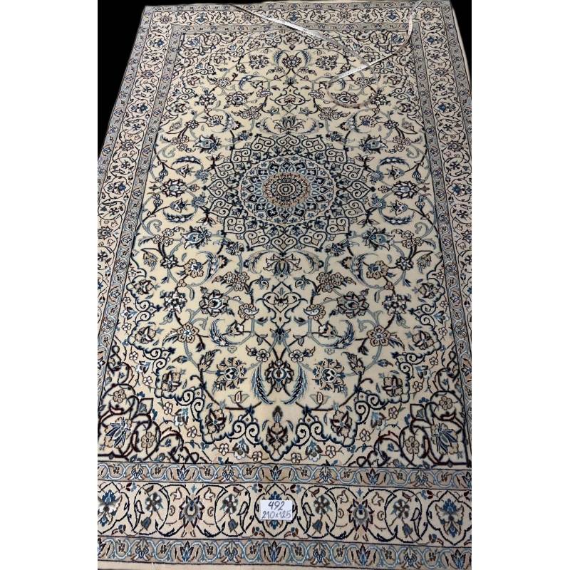 Hand-Knotted Nain Rug: A Blend of Silk and Wool