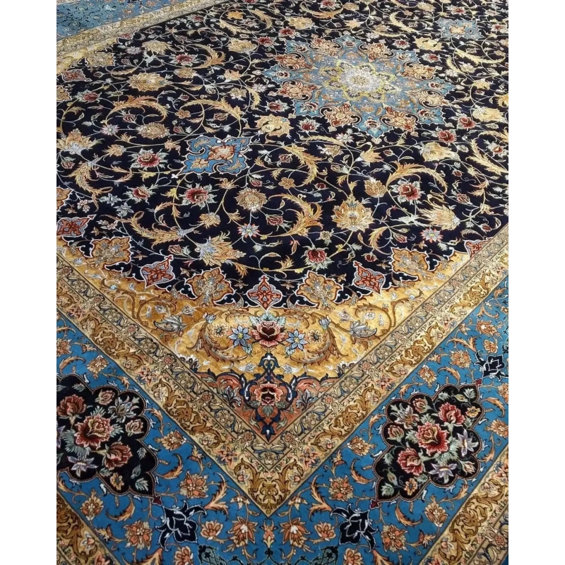 "Exquisite Handcrafted Persian Rug by Skilled Weaver Haghighat Nejad – Silk Warp, Wool Pile" – Emphasize the high-quality materials and weaver.