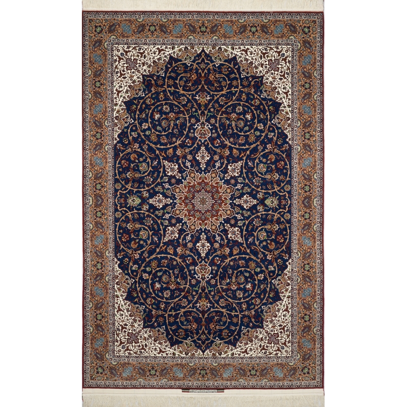 "Large Isfahan rug with traditional Persian design, crafted by Master Hassan Seirafian."