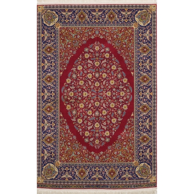 "Finest red antique rug for sale, 244x160 cm, hand-knotted in Isfahan"