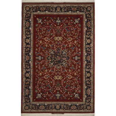 "Exquisite Persian rug by Grand Master Bagher Seirafian with vibrant red tones."