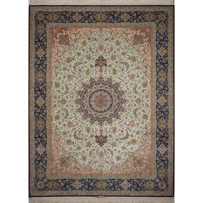 "Masterpiece Persian rug, 400x300 cm, made in Isfahan, ideal for elegant home décor."
