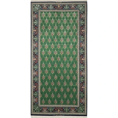 Full view of the unique 400 cm x 200 cm high knot density rug with elaborate floral motifs