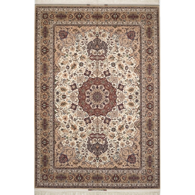 "Master Bagher Seirafian handmade Isfahan rug with intricate floral medallion design."