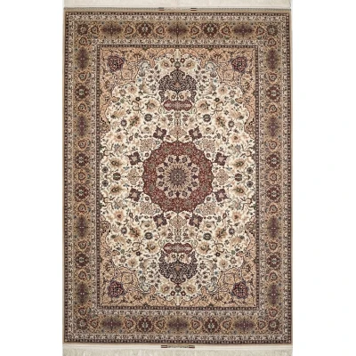 "Master Bagher Seirafian handmade Isfahan rug with intricate floral medallion design."