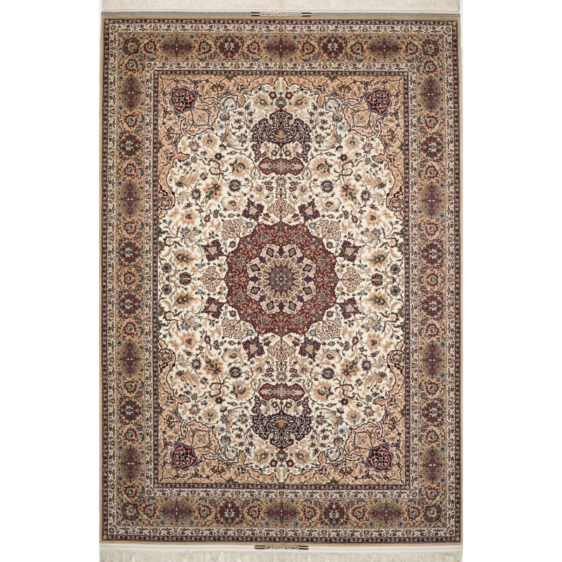 "Master Bagher Seirafian handmade Isfahan rug with intricate floral medallion design."