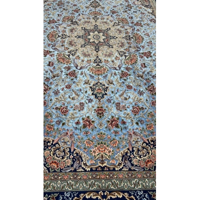 Persian carpet handmade with wool and silk, Habib design, 220x150 cm