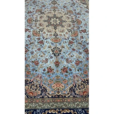 Persian carpet handmade with wool and silk, Habib design, 220x150 cm