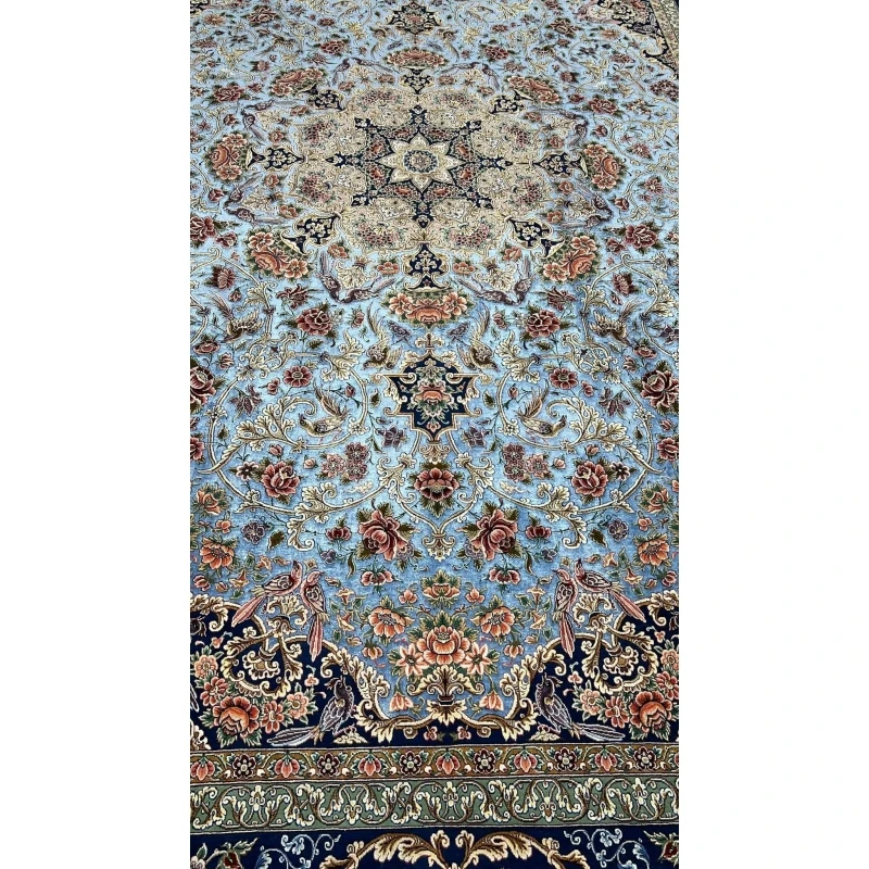 Persian carpet handmade with wool and silk, Habib design, 220x150 cm