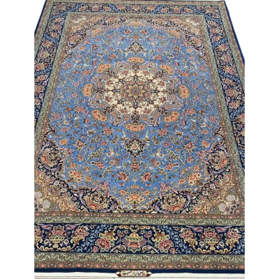 Authentic Iranian carpet with intricate floral design, 220x150 cm
