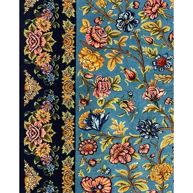 Isfahan Persian rug with intricate floral designs, knotted by hand, for sale