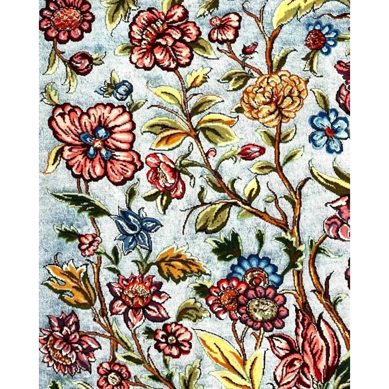 Elegant Persian area rug for living room, handmade with silk and wool, 175 cm x 110 cm