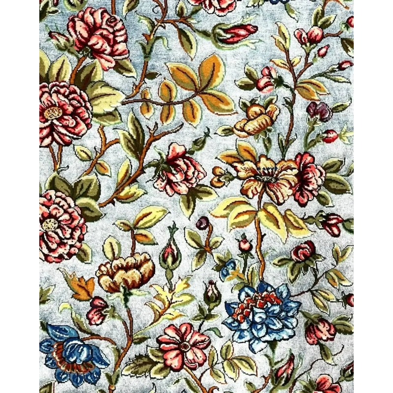 Traditional Persian rug from Isfahan by weaver Mirzaei, featuring silk and wool pile