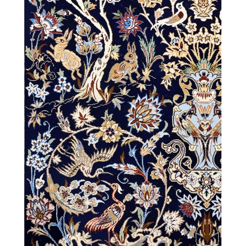 Elegant wool and silk Persian rug, hand-knotted by Rezaie, size 175 cm x 110 cm