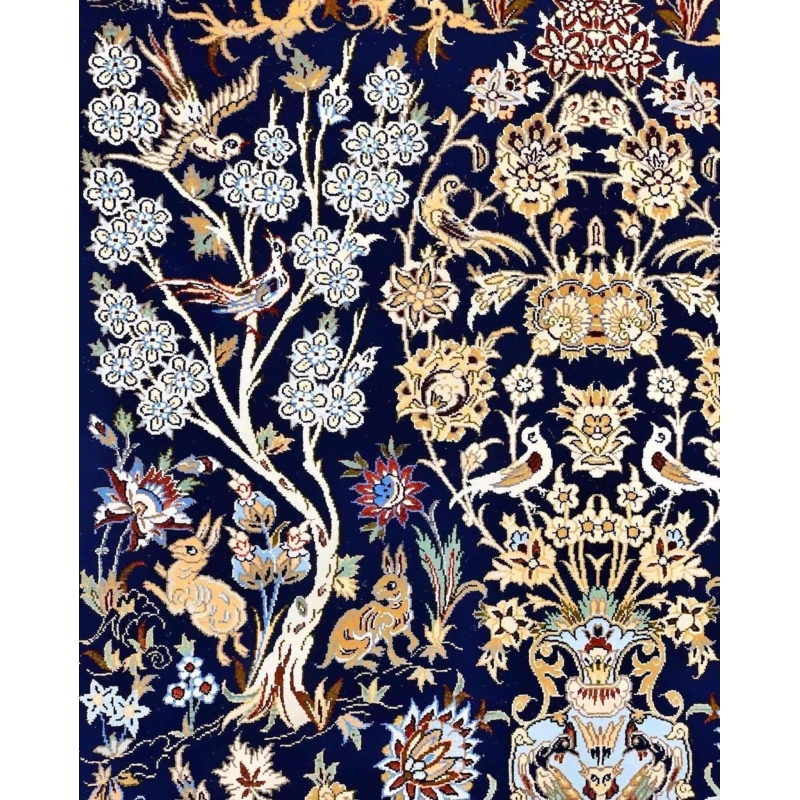 Unique hand-knotted Persian rug from Isfahan, made with wool and silk blend