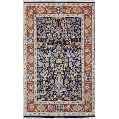 Isfahan Persian rug by Rezaie, 175 cm x 110 cm, luxurious wool and silk
