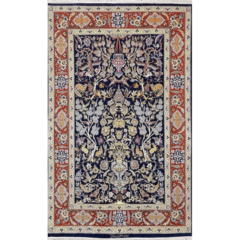 Isfahan Persian rug by Rezaie, 175 cm x 110 cm, luxurious wool and silk