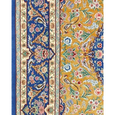 "Close-up of Isfahan rug showcasing traditional craftsmanship and floral design"