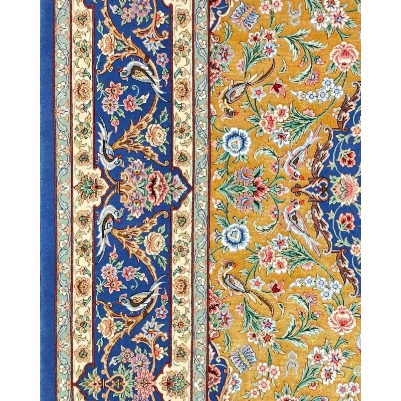 "Close-up of Isfahan rug showcasing traditional craftsmanship and floral design"