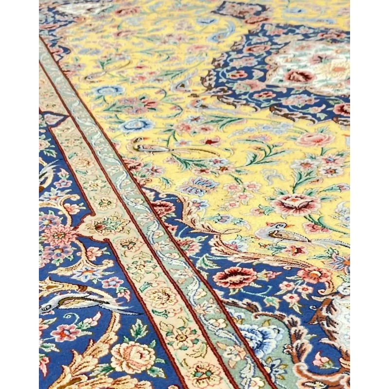 "Artisan-crafted Persian rug with natural dyes and luxurious colors"