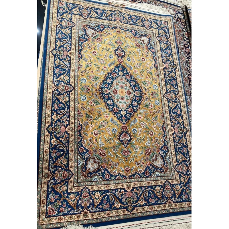 "Persian carpet featuring elegant patterns and superior knot density"