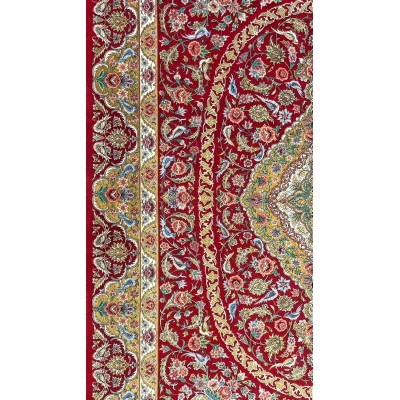 "Red Isfahan Persian rug for sale, handmade in Iran, 240 cm x 160 cm, crafted with 1,000,000 knots per m² for ultimate luxury."