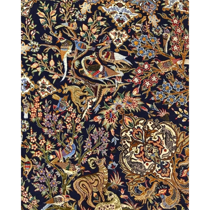 "Exquisite collectible Isfahan Persian carpet, 810,000 knots per square meter, wool and silk blend."