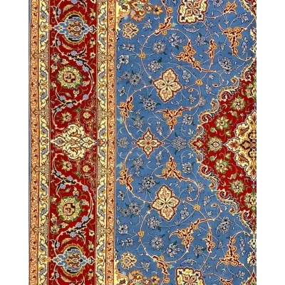 "Timeless Saieed Davarie Persian rug design, handwoven in Isfahan, made with a blend of silk and wool, perfect for any space."
