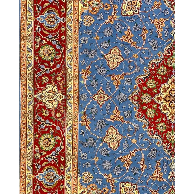 "Timeless Saieed Davarie Persian rug design, handwoven in Isfahan, made with a blend of silk and wool, perfect for any space."