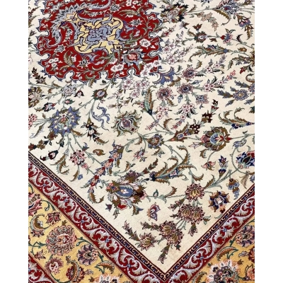 "Unique Persian Rug - Alvandie Isfahan Carpet, Fine Silk and Wool Blend, Knotted by Hand"