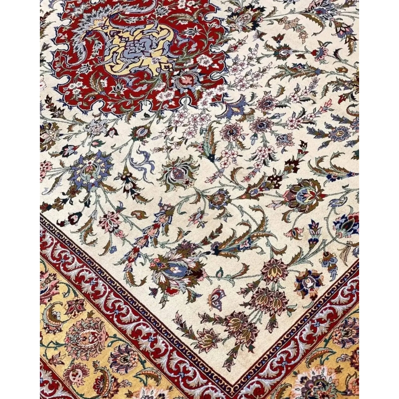 "Unique Persian Rug - Alvandie Isfahan Carpet, Fine Silk and Wool Blend, Knotted by Hand"