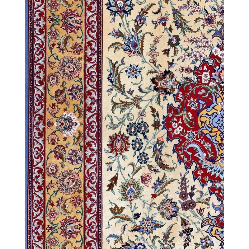 "High-Quality Isfahan Rug for Sale - Persian Carpet Alvandie Design, Silk-Wool"