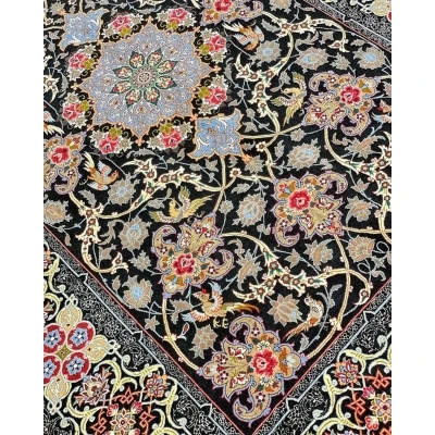 "Elegant Persian carpet with floral motifs, made by Davarie in Isfahan."
