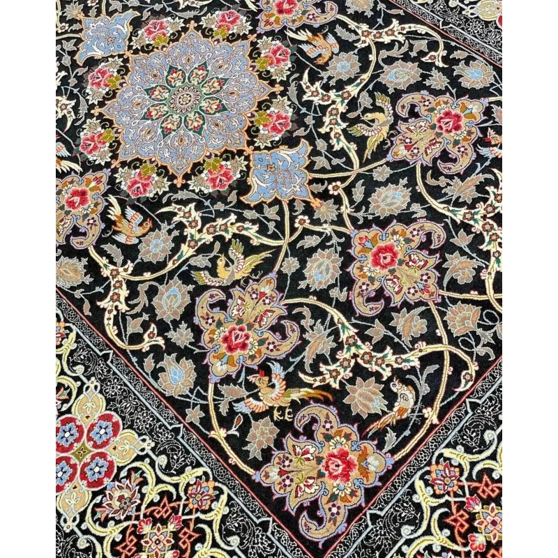"Elegant Persian carpet with floral motifs, made by Davarie in Isfahan."