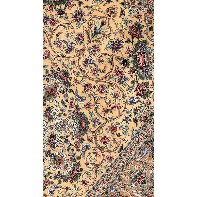 "New Isfahan Rug 180x120 cm, Silk & Wool Pile, Hand-knotted by Habib in Iran, Traditional Medallion Design"