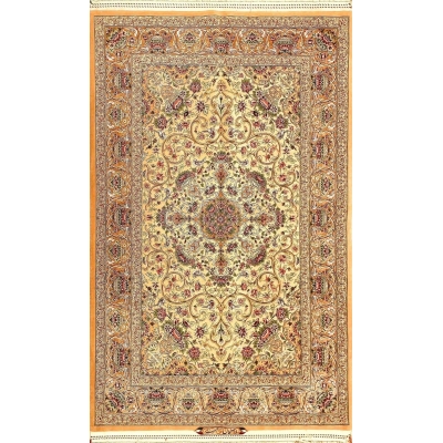 "Hand-knotted Isfahan Persian Rug by Weaver Habib - 180 cm x 120 cm, Silk & Wool Blend, Traditional Medallion Design"