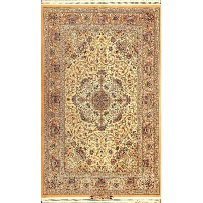 "Hand-knotted Isfahan Persian Rug by Weaver Habib - 180 cm x 120 cm, Silk & Wool Blend, Traditional Medallion Design"
