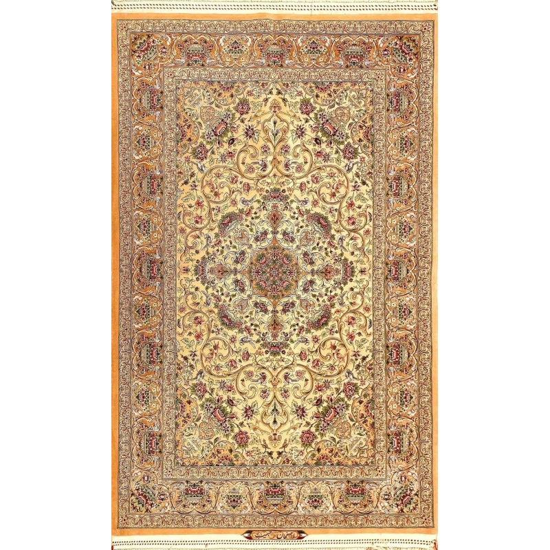 "Hand-knotted Isfahan Persian Rug by Weaver Habib - 180 cm x 120 cm, Silk & Wool Blend, Traditional Medallion Design"