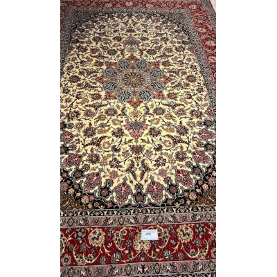 Persian Isfahan rug with Toranj medallion design.