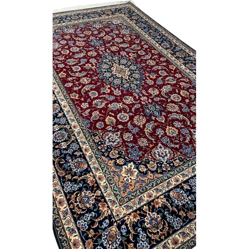Red and blue traditional wool Persian rug by Alvandie
