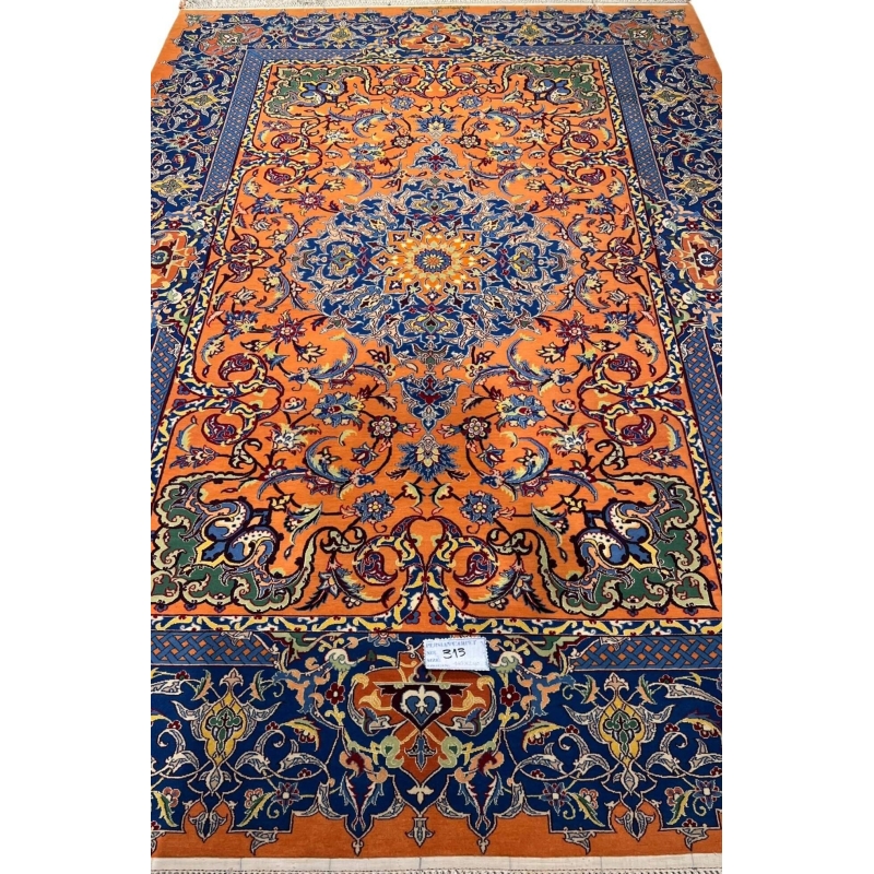 Hand-Knotted Isfahan Rug 235x160 cm, 1,000,000 Knots/m², Silk & Wool Blend, Persian Carpet, New