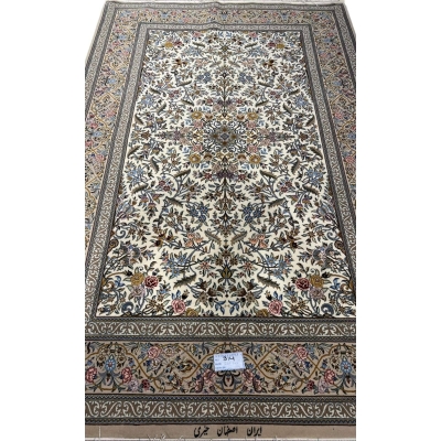 "Full view of the Isfahan rug's elegant design and luxurious silk blend."