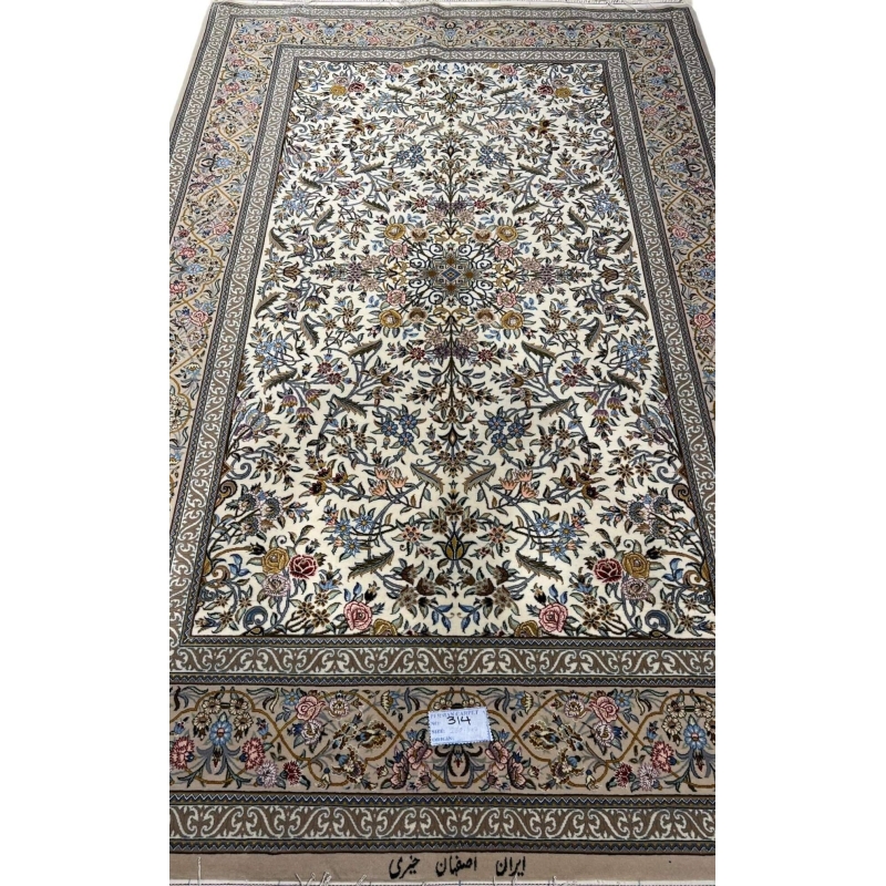 "Full view of the Isfahan rug's elegant design and luxurious silk blend."