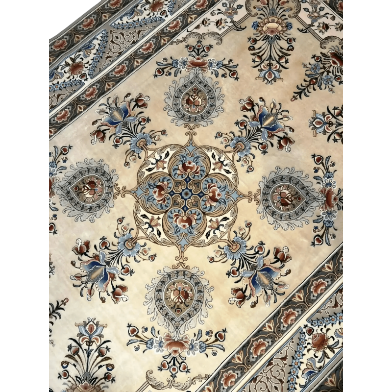 Luxurious Master Moeidie Silk Rug featuring detailed oriental floral motifs